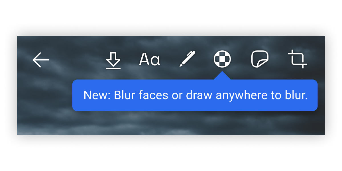 A close-up of the blur button in the image editor.