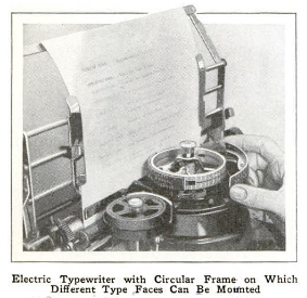 The Vari-Typer typewriter with a new font plate being installed.